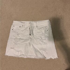 American Eagle Outfitters White Distressed Skirt